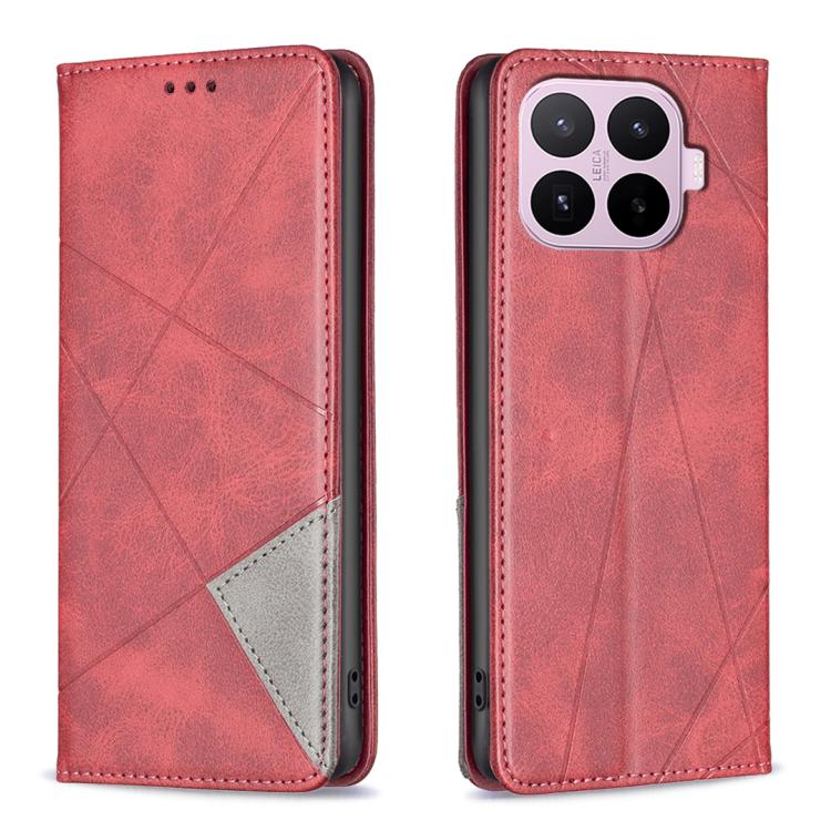 

For Xiaomi 17T Pro 5G Rhombus Texture Magnetic Leather Phone Case(Red)