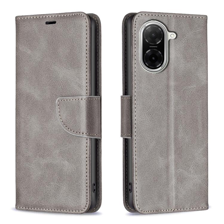 

For Xiaomi Poco C71 Lambskin Texture Pure Color Flip Leather Phone Case(Grey)