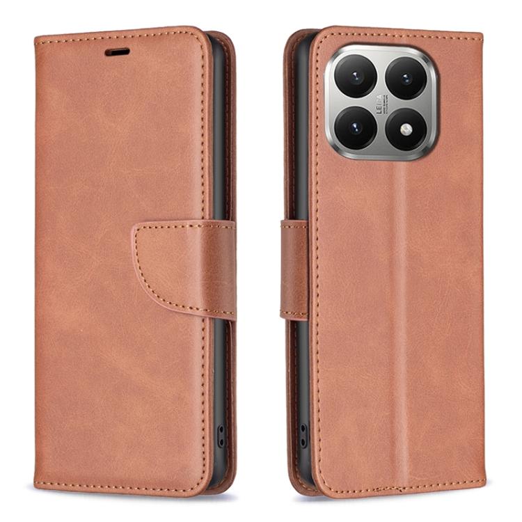 

For Xiaomi 15T 5G Lambskin Texture Pure Color Flip Leather Phone Case(Brown)
