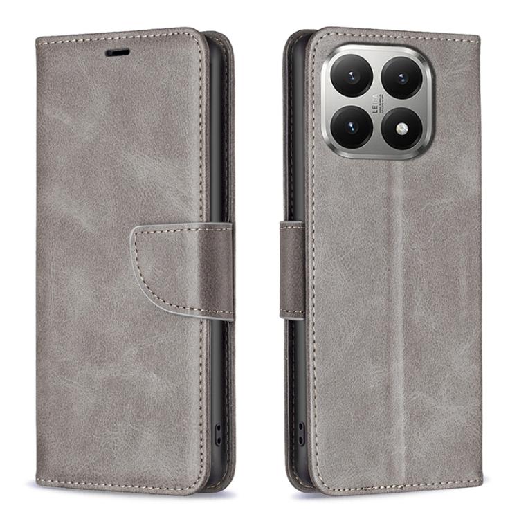 

For Xiaomi 15T 5G Lambskin Texture Pure Color Flip Leather Phone Case(Grey)