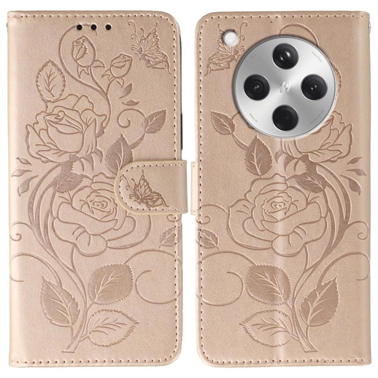 

For OPPO Find X8 Rose Butterfly Embossed Leather Phone Case(Rose Gold)