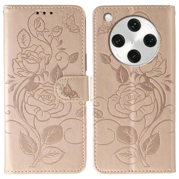 

For OPPO Find X8 Pro Rose Butterfly Embossed Leather Phone Case(Rose Gold)