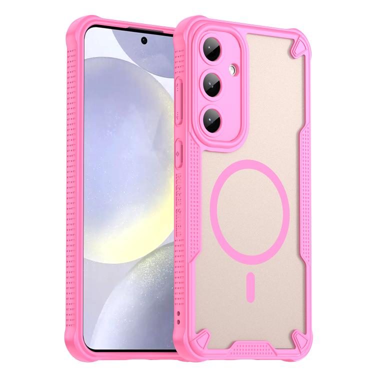 

For Samsung Galaxy S25+ 5G Armor Glaze MagSafe Magnetic Phone Case(Pink)