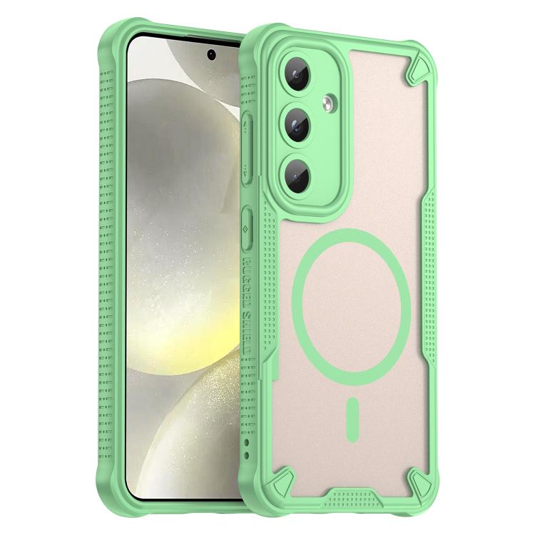 

For Samsung Galaxy S25 5G Armor Glaze MagSafe Magnetic Phone Case(Green)