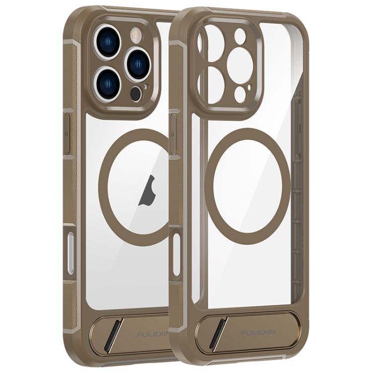 

For iPhone 16 Pro FULEXIN L1 Series Transparent MagSafe Holder Phone Case(Desert Gold)
