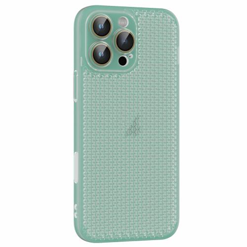 

For iPhone 16 Pro Ice Cream Dream Network Cooling PC Phone Case with Lens Film(Transparent Green)