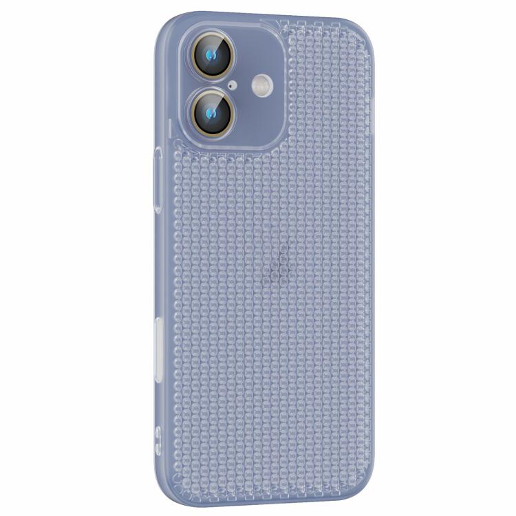 

For iPhone 16 Ice Cream Dream Network Cooling PC Phone Case with Lens Film(Transparent Blue)