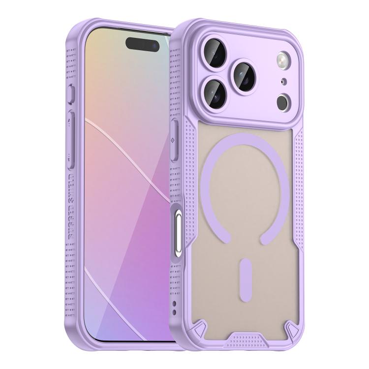 

For iPhone 17 Pro Max Armor Glaze MagSafe Magnetic Phone Case(Purple)