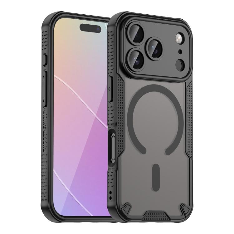 For iPhone 18 Pro Armor Glaze MagSafe Magnetic Phone Case(Black)