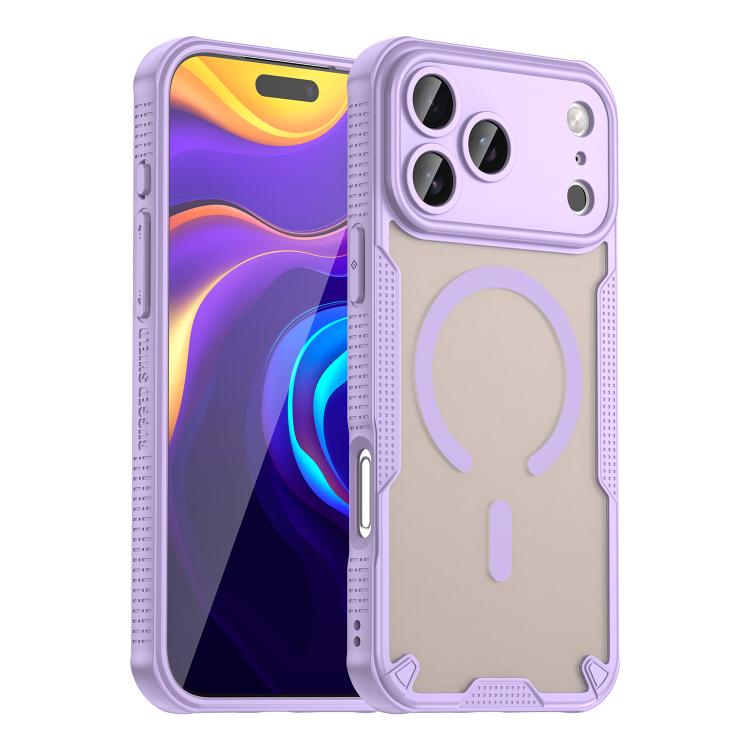 For iPhone 18 Pro Max Armor Glaze MagSafe Magnetic Phone Case(Purple)