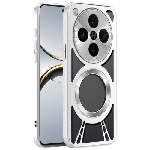 

For OPPO Find X8 Silicone Cooling Hollow Metal MagSafe Phone Case(Silver)