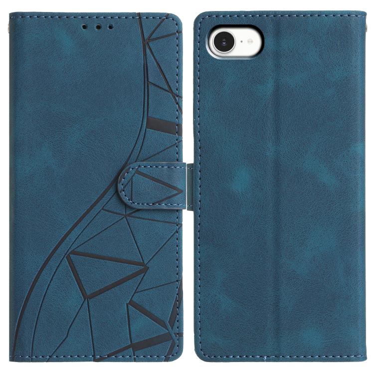 

For iPhone 16e Triangles Embossed Leather Phone Case(Blue)