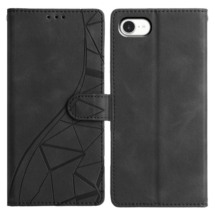 

For iPhone 16e Triangles Embossed Leather Phone Case(Black)