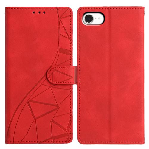 

For iPhone 16e Triangles Embossed Leather Phone Case(Red)
