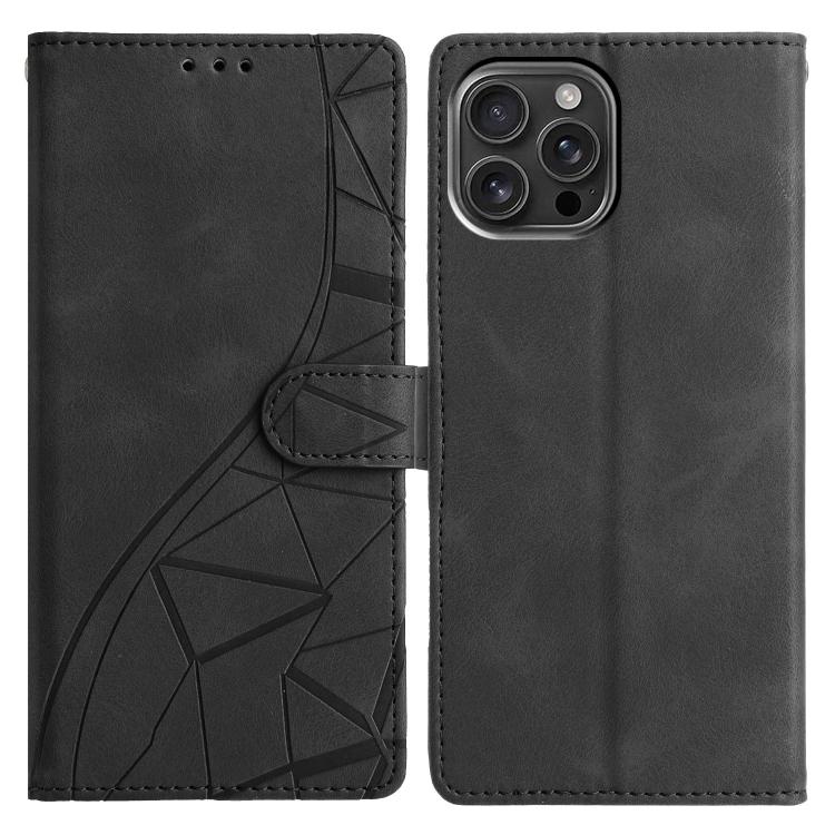 

For iPhone 16 Pro Triangles Embossed Leather Phone Case(Black)