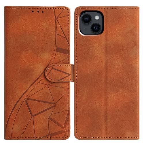 

For iPhone 15 Triangles Embossed Leather Phone Case(Brown)