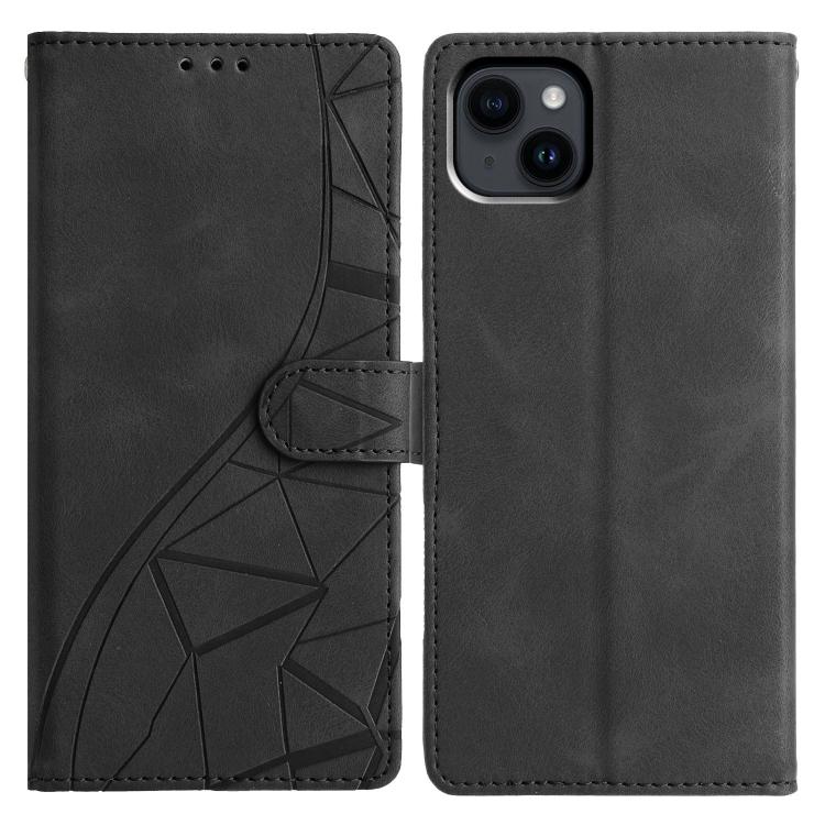 

For iPhone 14 Triangles Embossed Leather Phone Case(Black)