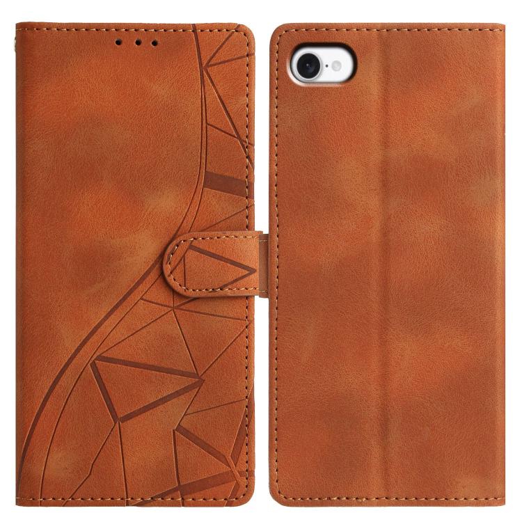 

For iPhone 7 / 8 / SE 2022 Triangles Embossed Leather Phone Case(Brown)