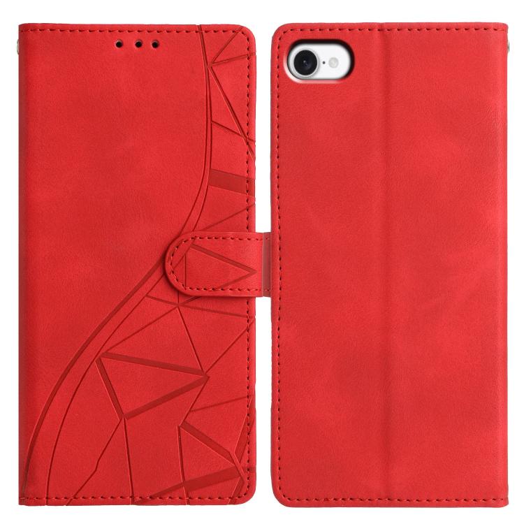 

For iPhone 7 / 8 / SE 2022 Triangles Embossed Leather Phone Case(Red)