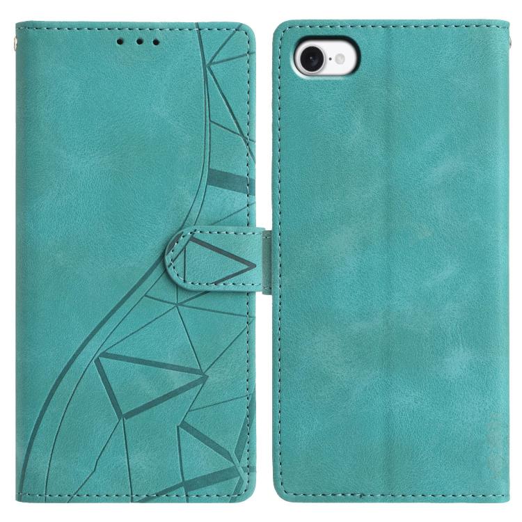 

For iPhone 7 / 8 / SE 2022 Triangles Embossed Leather Phone Case(Green)