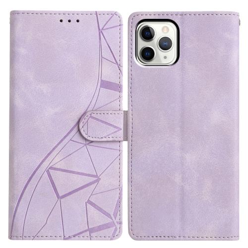 

For iPhone 11 Pro Max Triangles Embossed Leather Phone Case(Purple)