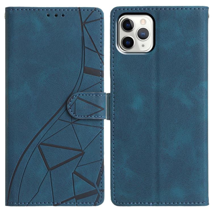 

For iPhone 11 Pro Max Triangles Embossed Leather Phone Case(Blue)
