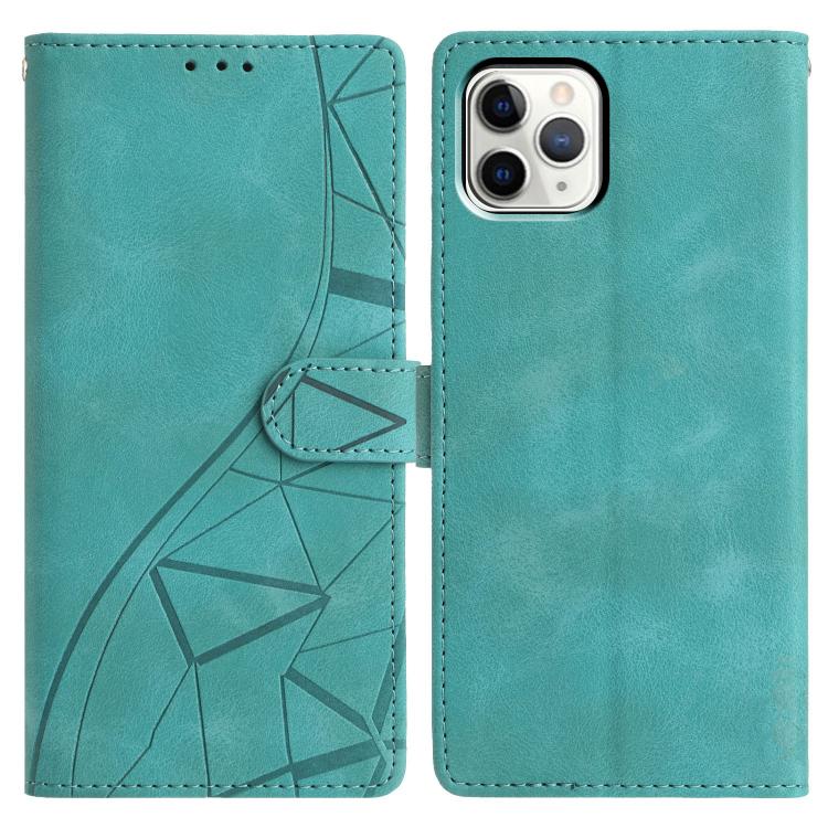 

For iPhone 11 Pro Max Triangles Embossed Leather Phone Case(Green)