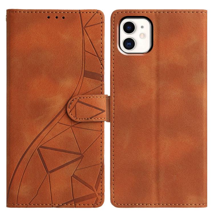 

For iPhone 11 Triangles Embossed Leather Phone Case(Brown)