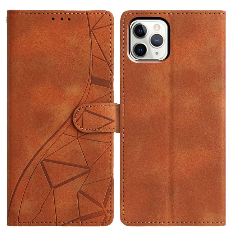 

For iPhone 11 Pro Triangles Embossed Leather Phone Case(Brown)