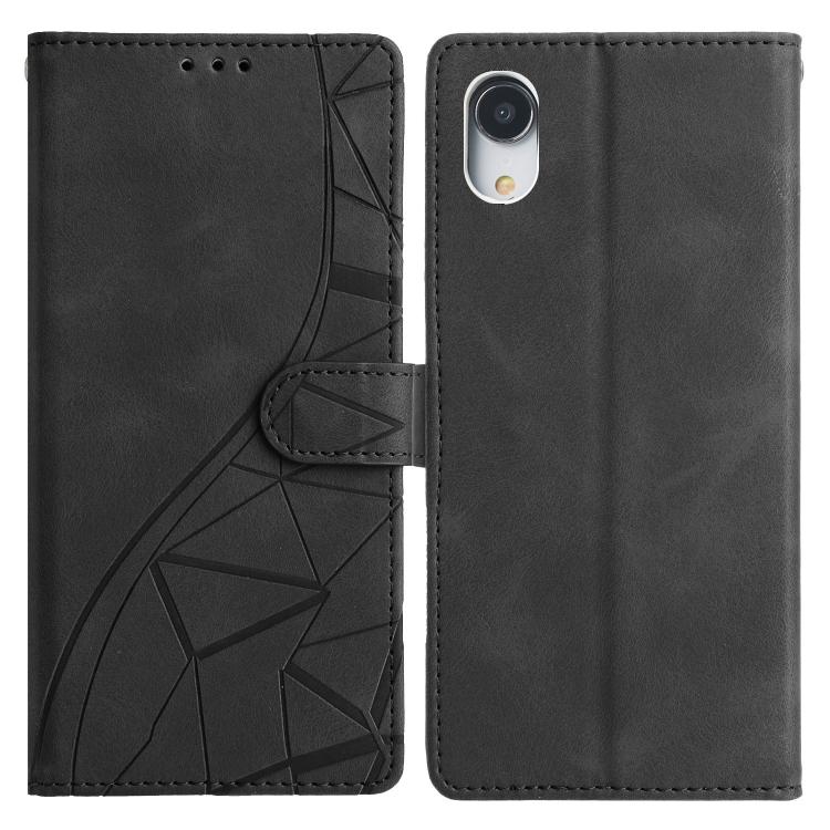 

For iPhone XR Triangles Embossed Leather Phone Case(Black)