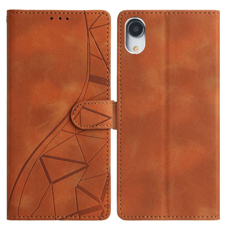 

For iPhone XR Triangles Embossed Leather Phone Case(Brown)