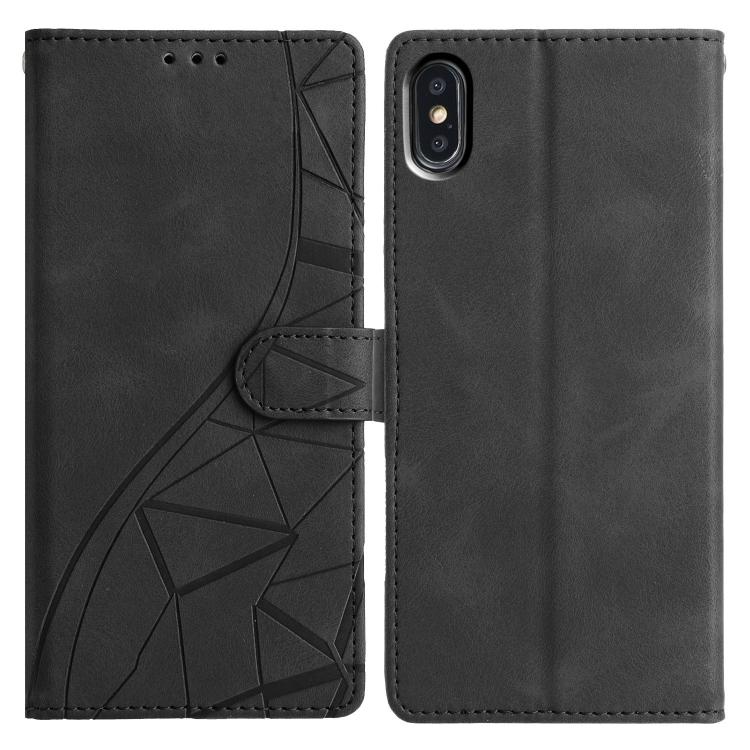 

For iPhone XS Max Triangles Embossed Leather Phone Case(Black)