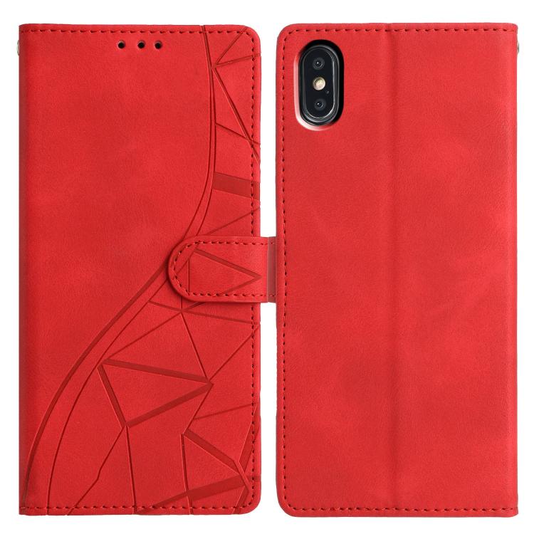 

For iPhone XS Max Triangles Embossed Leather Phone Case(Red)