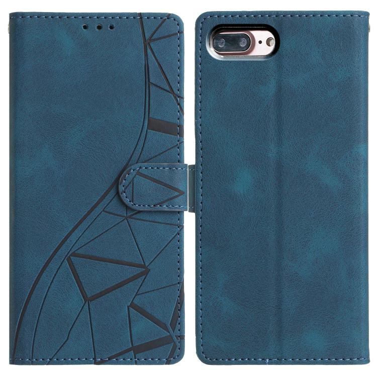 

For iPhone 7 Plus / 8 Plus Triangles Embossed Leather Phone Case(Blue)