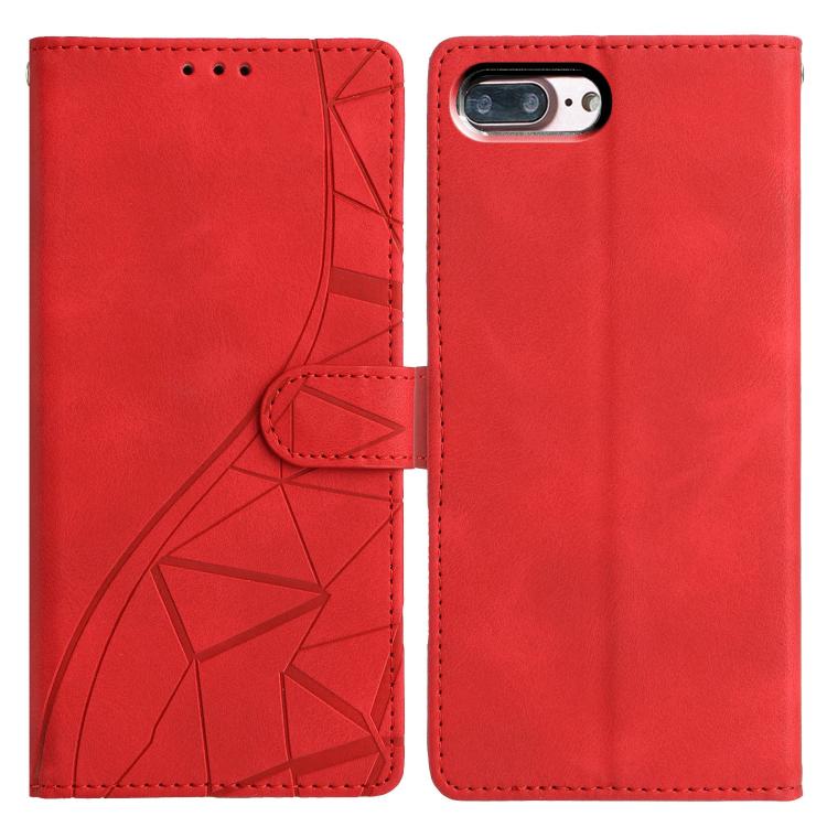 

For iPhone 7 Plus / 8 Plus Triangles Embossed Leather Phone Case(Red)