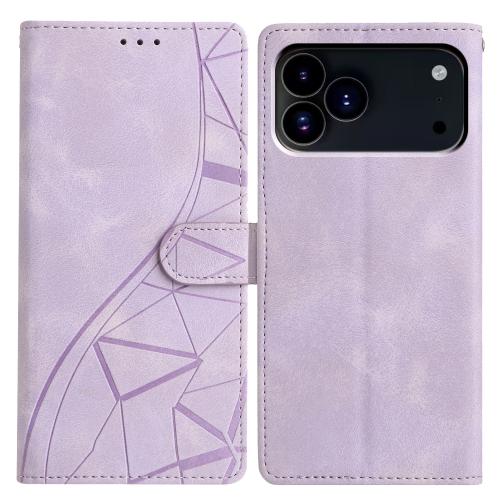 

For iPhone 17 Pro Max Triangles Embossed Leather Phone Case(Purple)