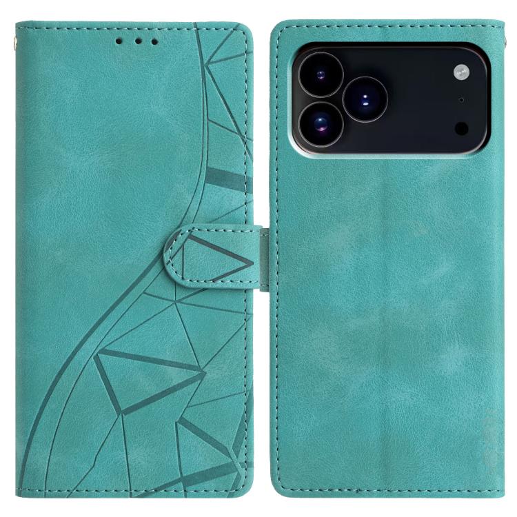 

For iPhone 17 Pro Triangles Embossed Leather Phone Case(Green)