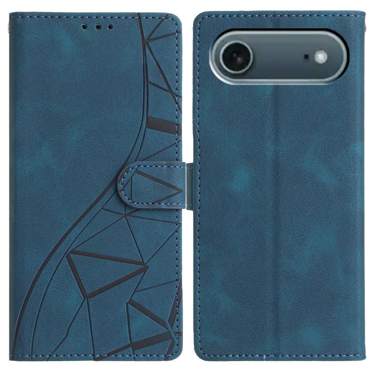 

For iPhone 17 Air Triangles Embossed Leather Phone Case(Blue)
