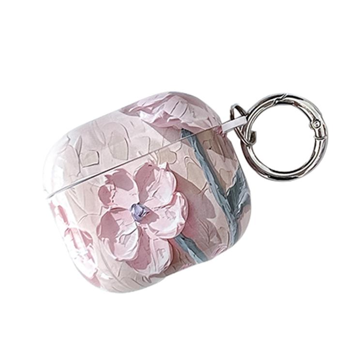 

For AirPods 4 Oil Painting TPU Water Sticker Earphone Case(Pink)