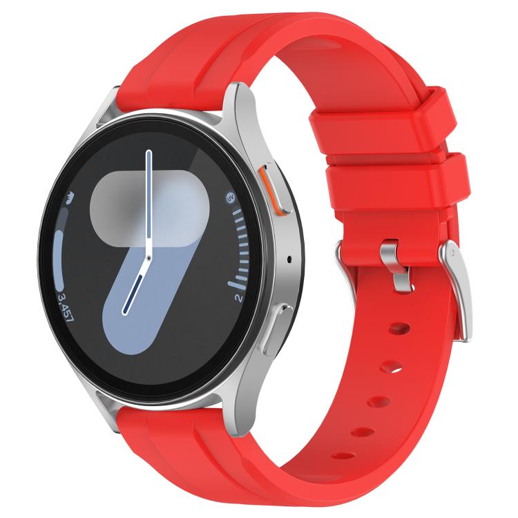 

22mm Flat Head Solid Color Steel Buckle Silicone Watch Band(Red)