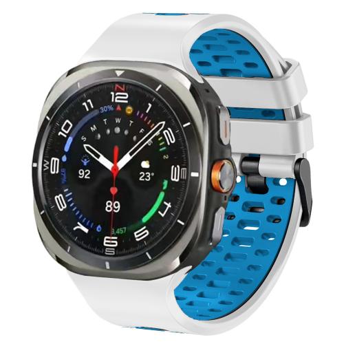 

For Samsung Galaxy Watch Ultra 47mm Two Color Silicone Breathable Watch Band(White Blue)