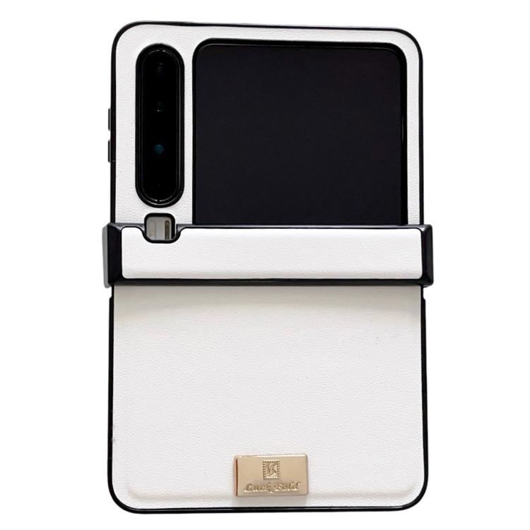 

For Huawei Pura X Three-stage Morandi Solid Color Leather Texture Nameplate Phone Case(White)