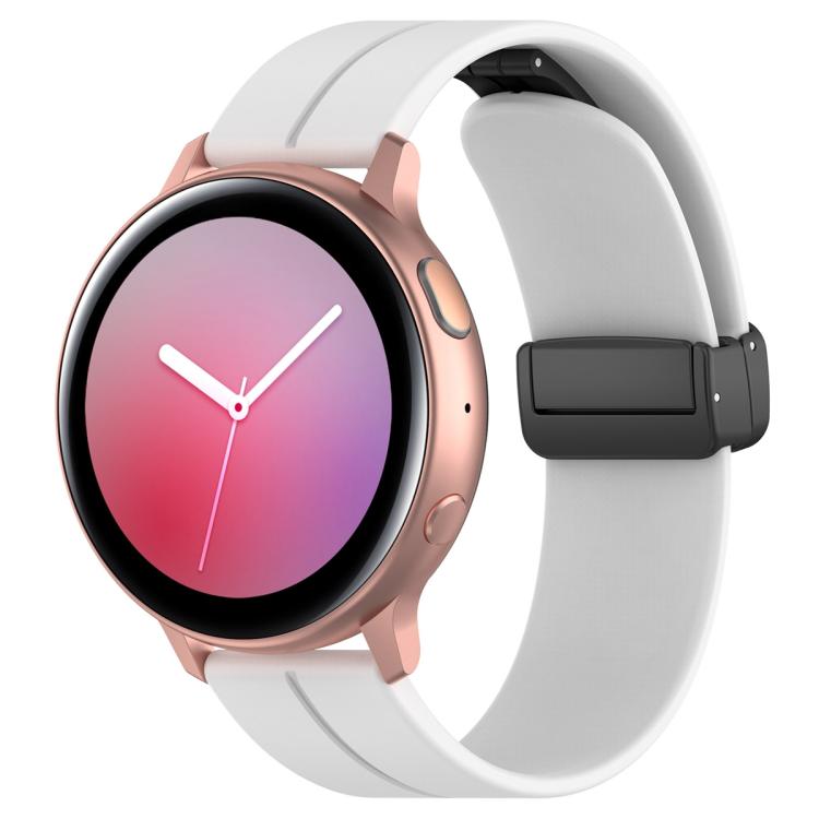 

22mm xDfind Flat Head Groove Folding Black Buckle Silicone Watch Band(White)