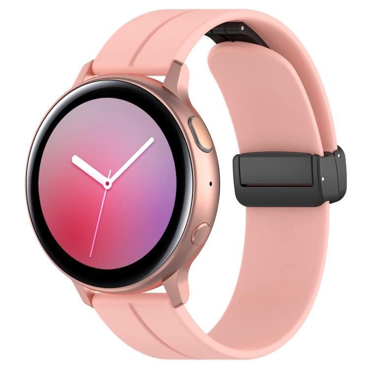 

22mm xDfind Flat Head Groove Folding Black Buckle Silicone Watch Band(Light Pink)