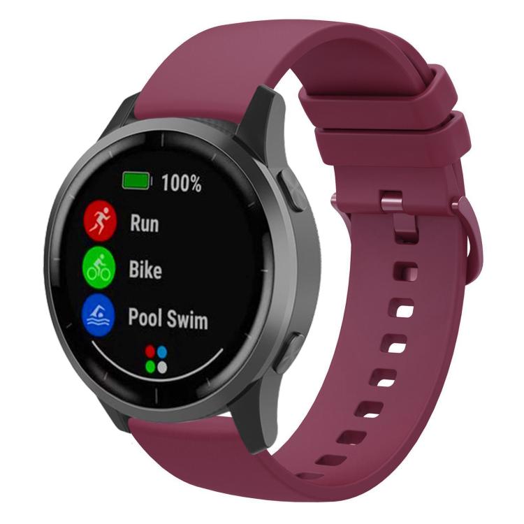 

22mm xDfind Flat Pure Color Silicone Watch Band(Wine Red)