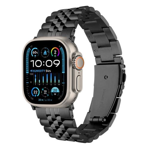 

For Apple Watch 46mm / 49mm / 45mm / 44mm Quick Release Five-bead Metal Watch Band(Black)