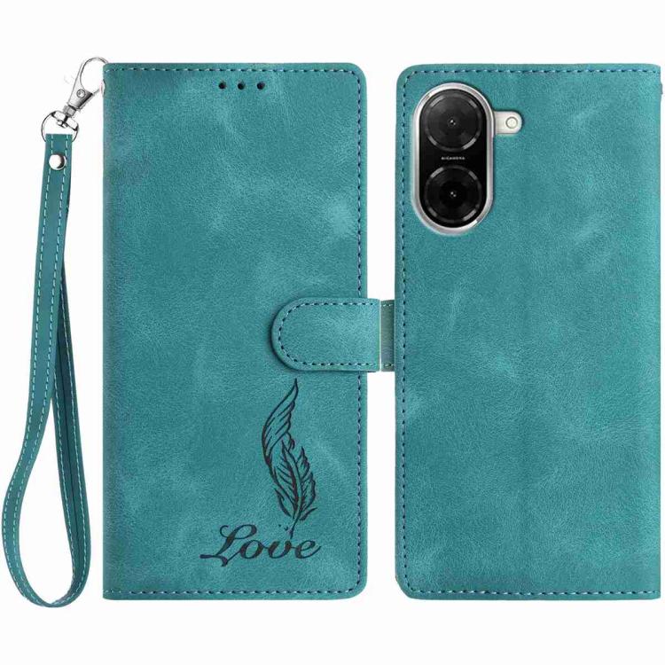 

For Redmi A5 4G 173.3mm Skin Feel Embossed Feather Leather Phone Case(Green)