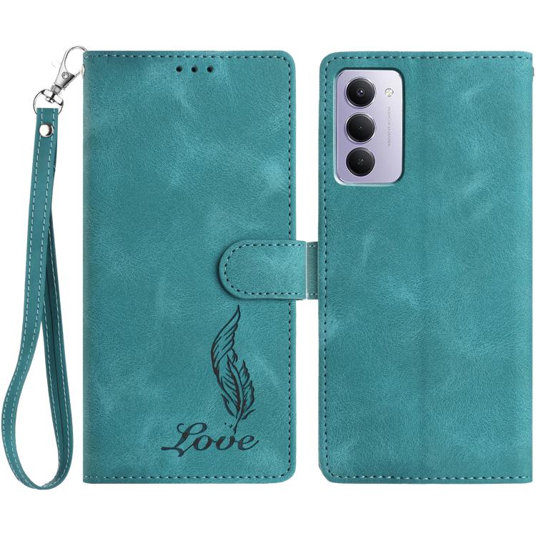 

For Redmi 15 5G / 4G EU 171mm Skin Feel Embossed Feather Leather Phone Case(Green)