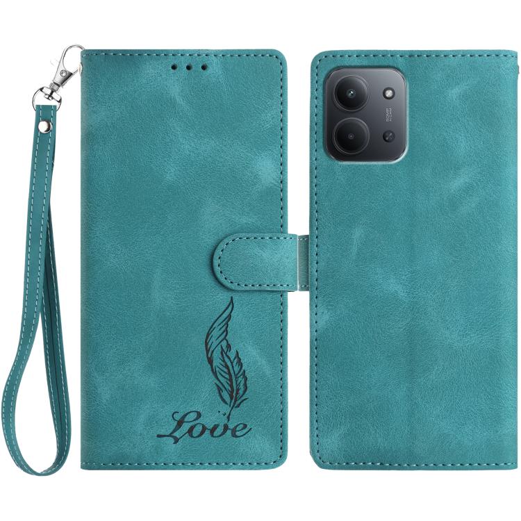 

For Redmi 15C 5G / 4G EU 173mm Skin Feel Embossed Feather Leather Phone Case(Green)