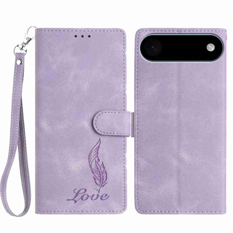 

For iPhone 17 Air Skin Feel Embossed Feather Leather Phone Case(Purple)